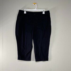 St. John's Bay Capri Chino Pants Women's 14 Mid Rise Black Casual